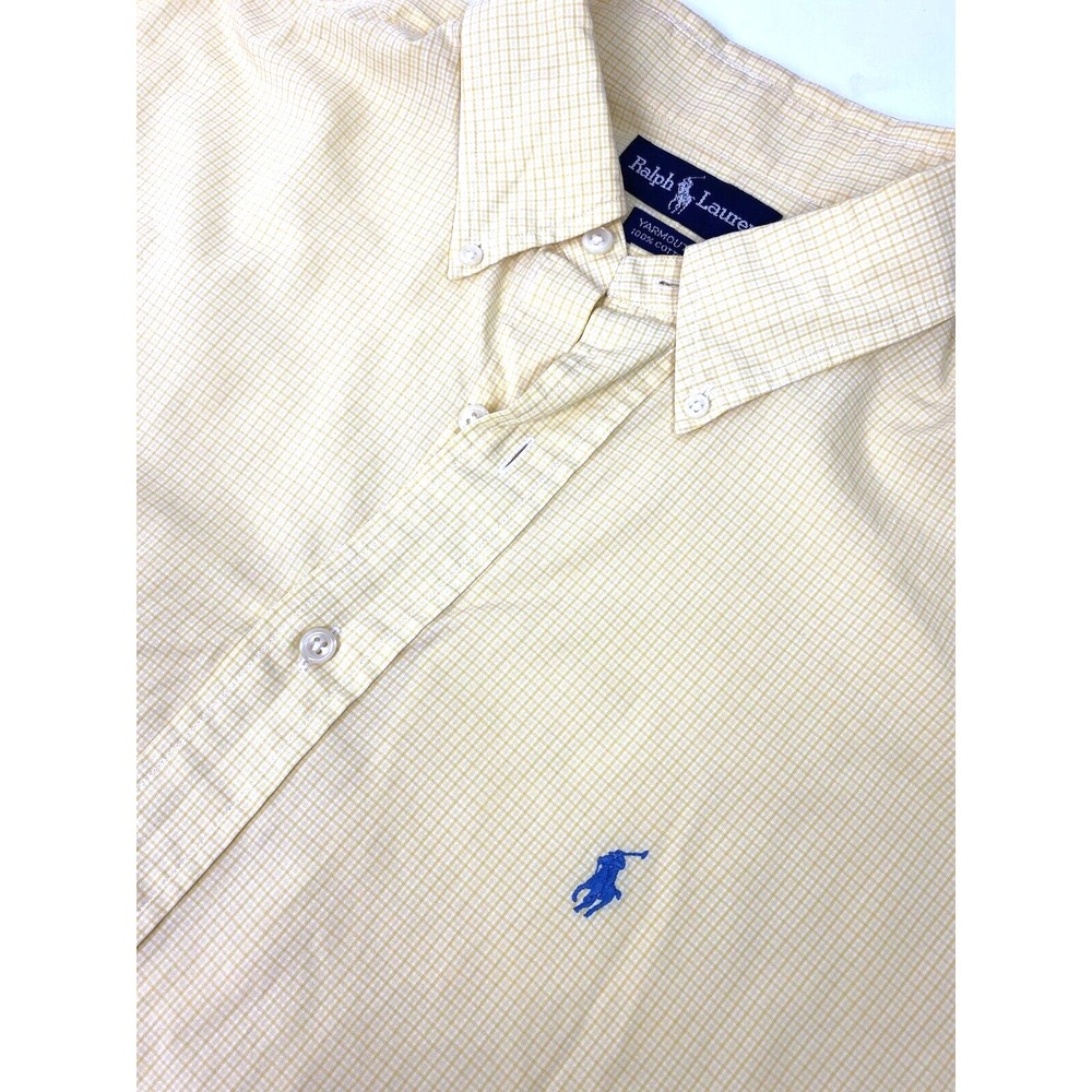Ralph‎ Lauren Men Size 16.5-36/37 Yarmouth Yellow Cotton Long Sleeve Dress Shirt